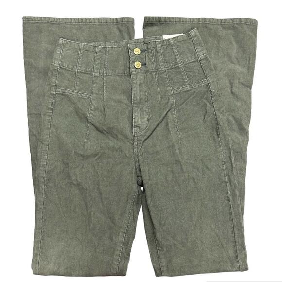 We The Free People Jayde Cord High Rise Flare Green Corduroy Pants Green Size 32 - Picture 3 of 8